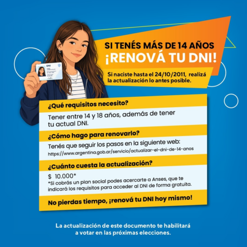 ¡Atención Estudiantes! Necesidad de actualizar el DNI a partir de los 14 años